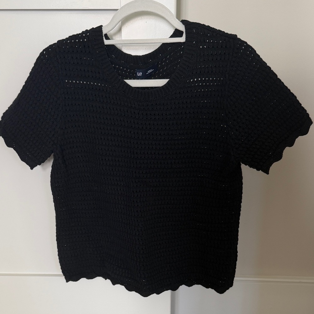 Women’s Gap Crochet Knit Short Sleeve Sweater Top Size Small